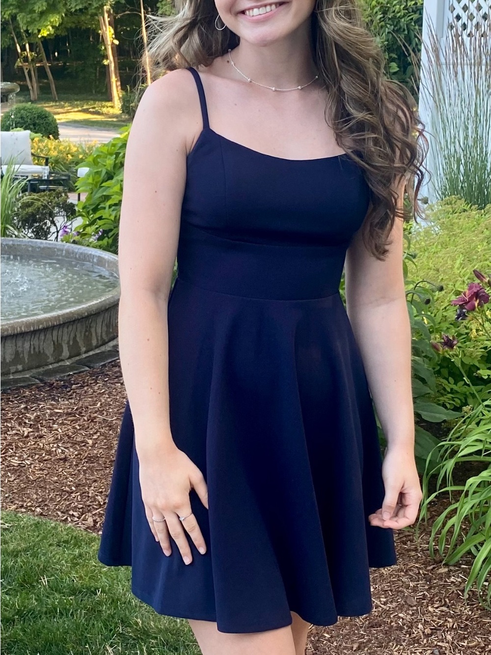 Macy's Navy fit and flare dress